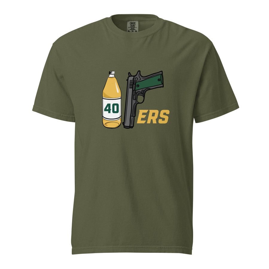 40 9er Tee in hemp, front view, featuring 40 9er graphic